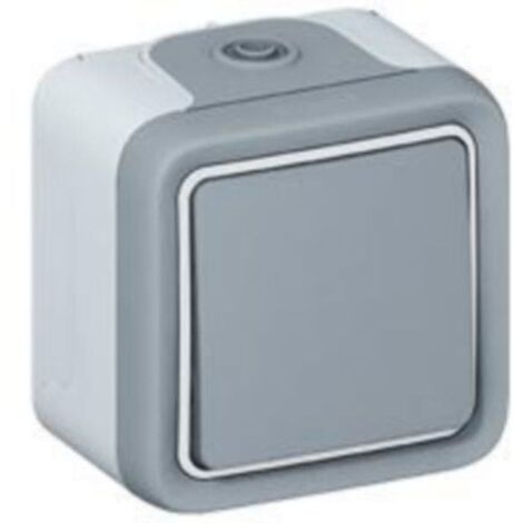 Interrupteur ou va-et-vient étanche Plexo complet IP55 saillie 10AX 250V - gris