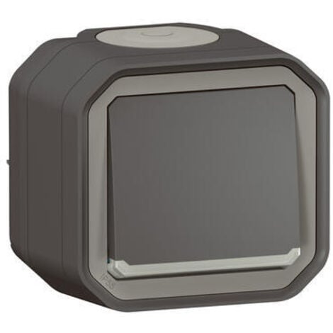 Interrupteur ou va-et-vient lumineux10AX 250V Plexo complet saillie anthracite LEGRAND 069736L