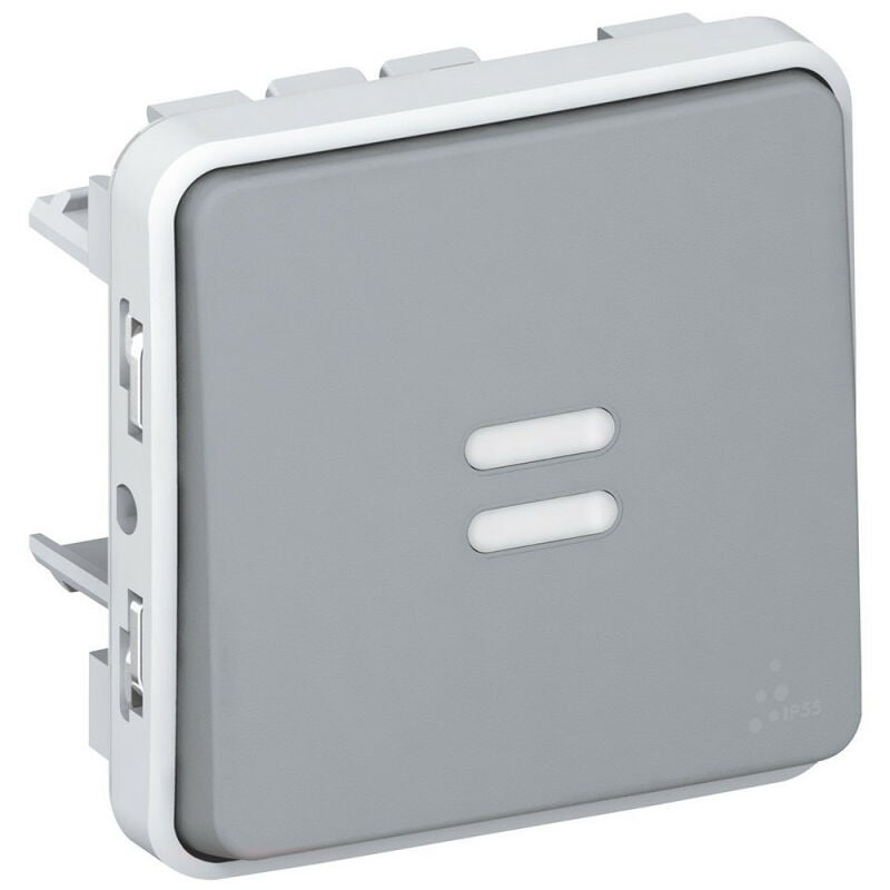 Interrupteur ou va-et-vient témoin câblage existant Plexo composable IP55 10AX 250V gris (069514)