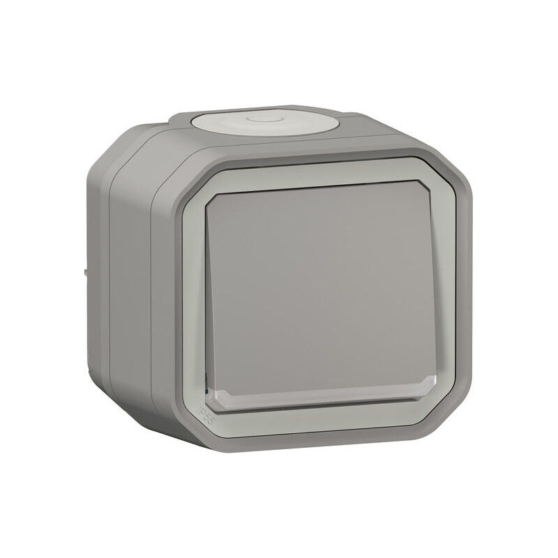 Interrupteur ou va-et-vient témoin Plexo complet saillie - Gris - Legrand