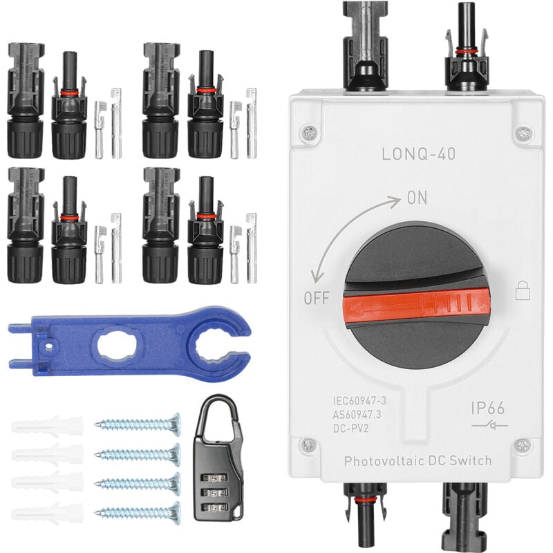 Dewin - Interrupteur photovoltaïque cc, isolateur de système solaire, 32 a 1200 vdc IP66, isolation étanche, déconnexion pv pour systèmes solaires