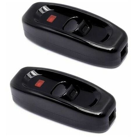 Interrupteur pour lampe，2 Pcs Noir Interrupteur Lampe Inline Switch 250V 10A Interrupteur Intermédiaire avec Voyant Led Interrupteur à Cordon en Ligne pour Lampe de Chevet Lampe Table Câble