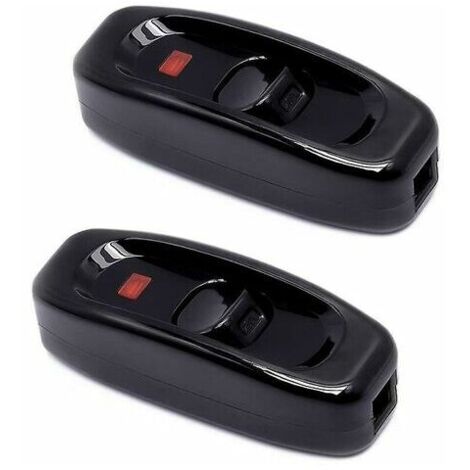 Interrupteur pour lampe，2 Pcs Noir Interrupteur Lampe Inline Switch 250V 10A Interrupteur Intermédiaire avec Voyant Led Interrupteur à Cordon en Ligne pour Lampe de Chevet Lampe Table Câble