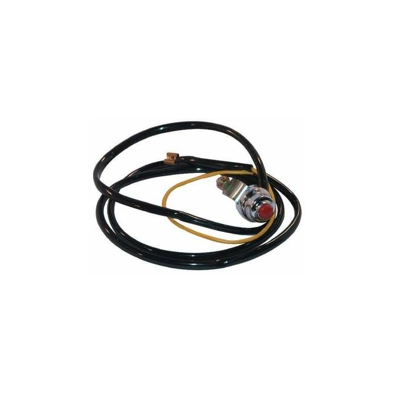 Interrupteur à poussoir 12V acier chromé bouton rouge plastique avec support de fixation et câble contacteur tracteur tondeuse motoculteur moto