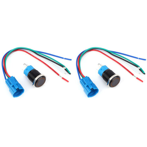 Interrupteur Poussoir 16mm 1NO1NC 12V DC avec LED Jaune - Lot de 2 Pièces