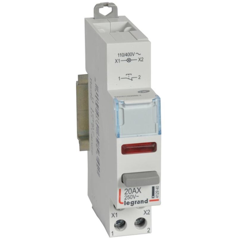 Poussoir modulaire double fonction contact 1NF + voyant LED rouge 110V à 400V 1 module LEGRAND 412940