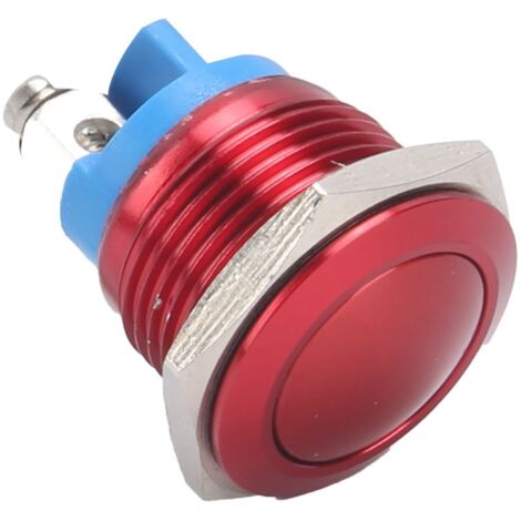 Interrupteur poussoir métallique 16mm 220V, bouton rouge auto-réinitialisant avec embase et vis