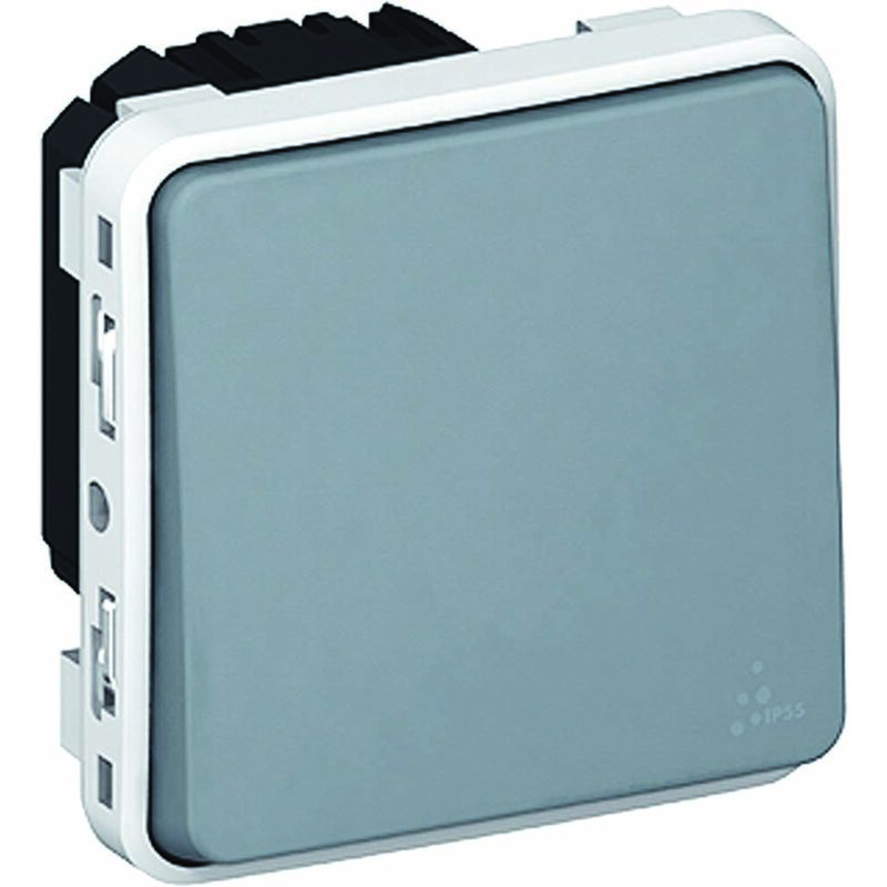 Bouton poussoir lumineux 6A à bascule inverseur saillie à composer - Plexo - Gris Legrand