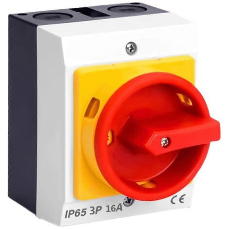 Interrupteur principal, disjoncteur 16 A, interrupteur rotatif à 3 broches