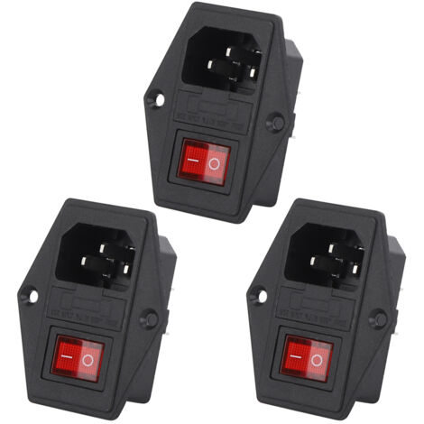 Interrupteur Prise AC 4 Pôles avec Fusible et Indicateur Lumineux - Alimentation Imprimante 3D (Pack de 3)