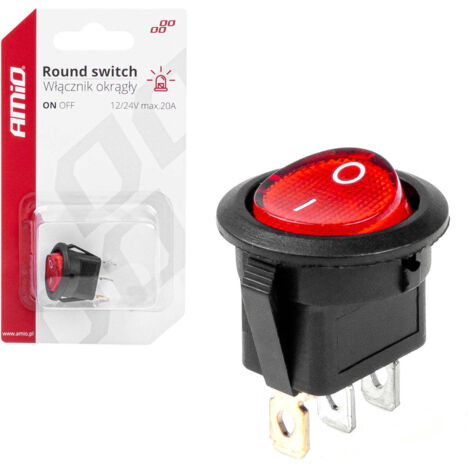 Interrupteur rond avec rétroéclairage rouge amio-03086