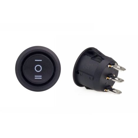 Interrupteur rond noir 12V 230V BU03 amio-03614