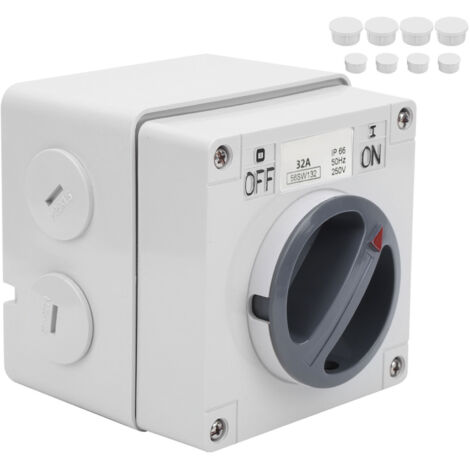 Interrupteur Rotatif Étanche IP66 pour Extérieur 250V 32A avec Indicateur Lumineux