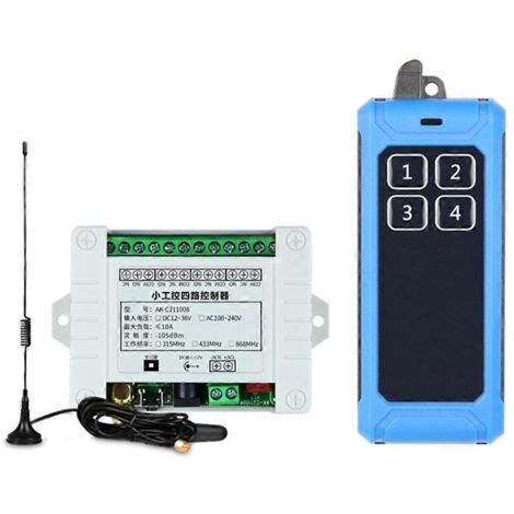 Interrupteur sans Fil 12V-36V 4CH Module Relais + Télécommande RF 4 Boutons 315MHz