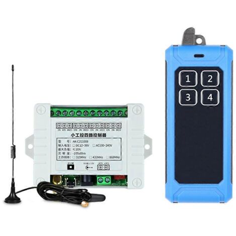 Interrupteur sans fil 4 canaux, module relais DC 85V-260V, télécommande 315MHz pour automatisation maison.
