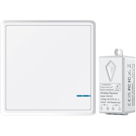 Interrupteur Sans Fil, 433Mhz 220V interrupteur va et vient sans fil, 1000W interrupteur à radiofréquence, IP66 étanche - Portée de 100 m, d'éclairage on/Off avec Interrupteur sans Fil