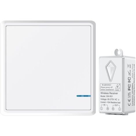 Interrupteur Sans Fil, 433Mhz 220V interrupteur va et vient sans fil, 1000W interrupteur à radiofréquence, IP66 étanche - Portée de 100 m, d'éclairage on/Off avec Interrupteur sans Fil