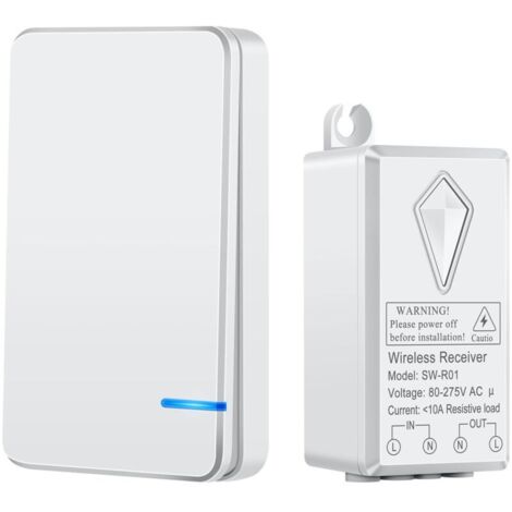 Interrupteur Sans Fil, 433Mhz 220V micro interrupteur va et vient sans fil, Pas de Câblage Nécessaire, IP66 étanche - Portée de 100 m, d'éclairage on/Off avec Interrupteur sans Fil
