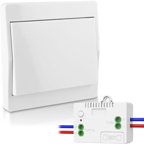 Interrupteur sans fil 90250V, interrupteur mural sans fil, pas besoin de pile, portée 50m, étanche (1 récepteur + 1 interrupteur)