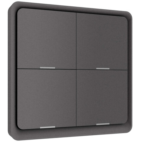 Interrupteur sans fil à bouton-poussoir, panneau mural intelligent alimenté par piles, compatible avec l'application Tuya/Smart Life et les appareils domotiques (hub ZigBee requis), gris, 4 prises