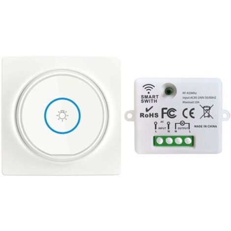 Interrupteur sans fil auto-générateur 220 V – Kit 1 émetteur RF + 1 récepteur relais, portée 100 m pour éclairage