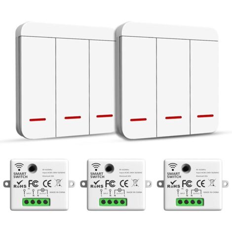 Interrupteur sans fil, interrupteur de sécurité de l'émetteur RF et contrôleur de récepteur - 2200W/10A Interrupteur d'éclairage intelligent, intérieur 30-50M, Emetteur Radio 433Mhz