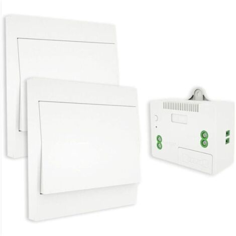 Interrupteur sans Fil, sans Pile, télécommande Murale Va et vient, Interrupteur Mural Auto alimenté, sans câblage, émetteur pour Panneau Mural (kit à 2 Voies), intérieur extérieur étanche