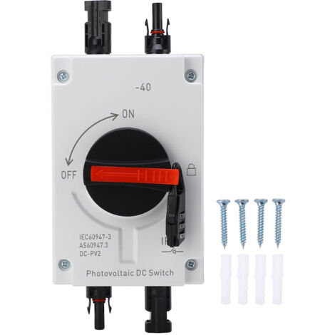 Interrupteur Secteur Photovoltaïque 32A 4P IP66 Étanche pour Panneaux Solaires avec Verrou à Code DC1200V