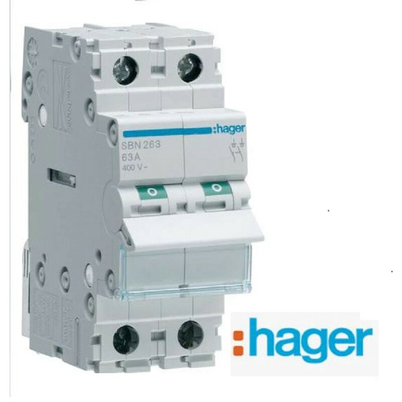 Hager - Interrupteur de coupure - 2 pôles - 63A SBN263