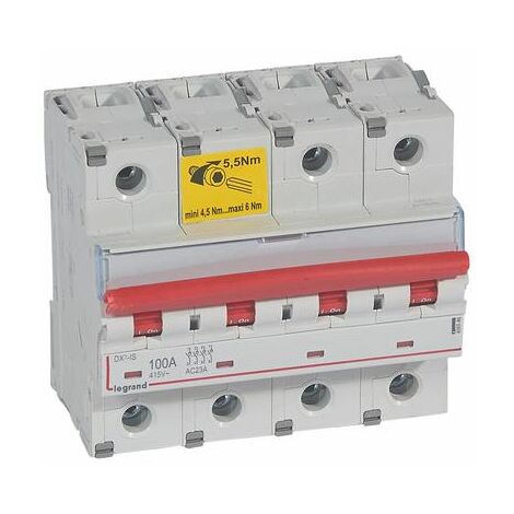 Interrupteur-sectionneur DX3-IS à déclenchement 4 Pôles 400V 100A 6 modules LEGRAND 406546