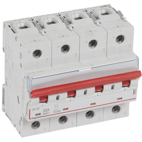 Interrupteur sectionneur modulaire à manette courant continu 1000V pour application photovoltaïque 32A 6 modules (414244)