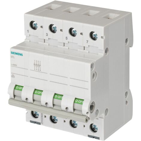 Interrupteur sectionneur OFF Siemens 100A 4-pole 440VCA 4M 5TL14910