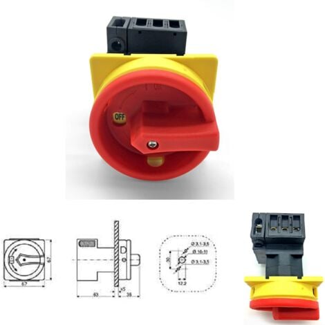 Interrupteur sectionneur rotatif cadenassable 25A - 4 P pour Montage panneau
