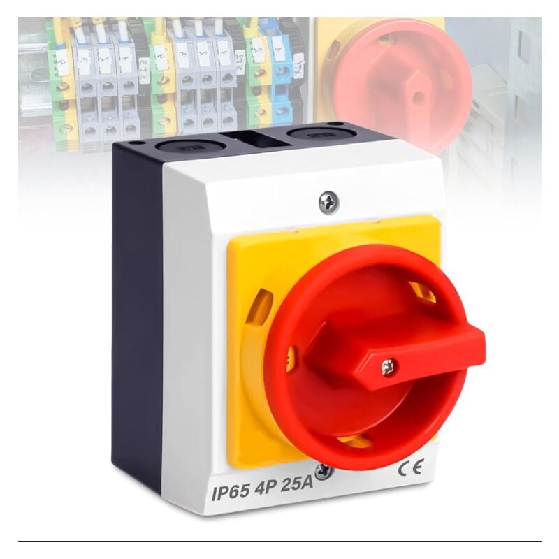 Interrupteur sectionneur rotatif en boitier 25A - 4 p, interrupteur rotatif pour connecter des interrupteurs et déconnecter des petits circuits