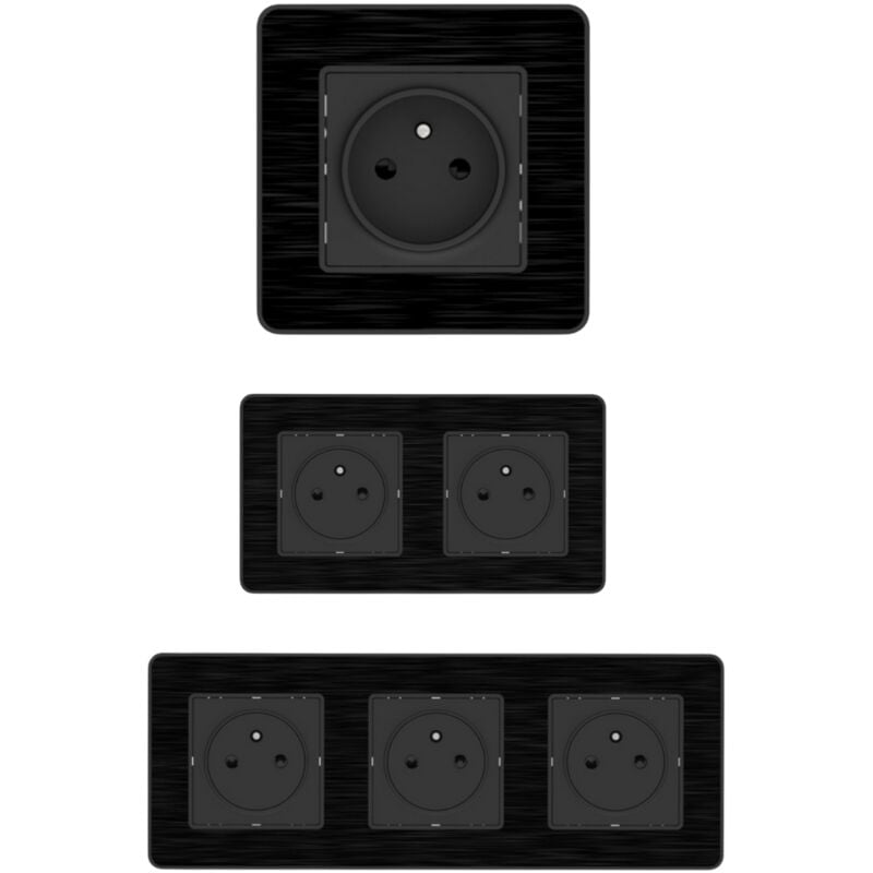 Set de 3 prises 2P+T simple, double et triple Zenitech