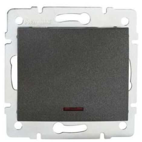 Interrupteur Simple LED - Graphite - Encastré - Rétroéclairé - 71x71mm