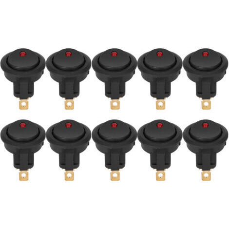 Interrupteur SPST étanche à bascule ronde marche/arrêt 12V, 10 pièces, projecteur LED, borne argentée à 3 broches