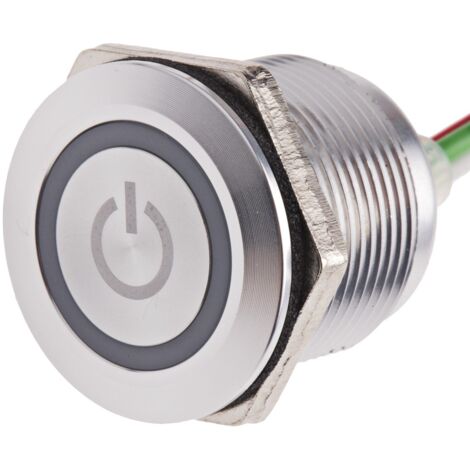 Interrupteur tactile Capacitif Momentané RS PRO, NO, 30V c.c., Illuminé Vert, Rouge en Laiton, IP68 ( Prix pour 1 )