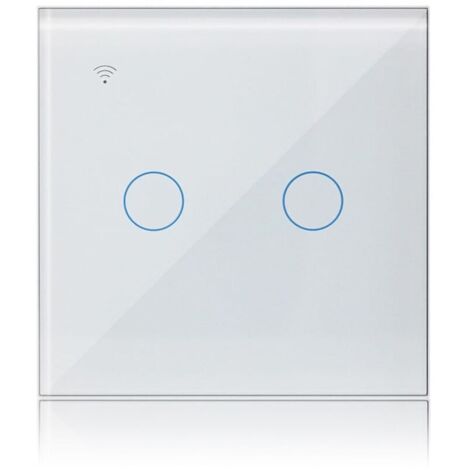 Interrupteur Tactile Connecté 2 Gang 1 Voies Compatible avec Alexa, Interrupteur Lumineux Mural Tuya Smart Life App Intelligent Contrôle