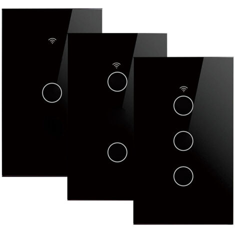 Interrupteur Tactile Intelligent Tuya WiFi, 3 Gang 1 Voie, 433MHz RF, Verre Trempé, Compatible Alexa Google Home, Norme EU/US