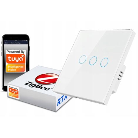 Interrupteur tactile ZigBee TUYA 3 circuits blanc sans N