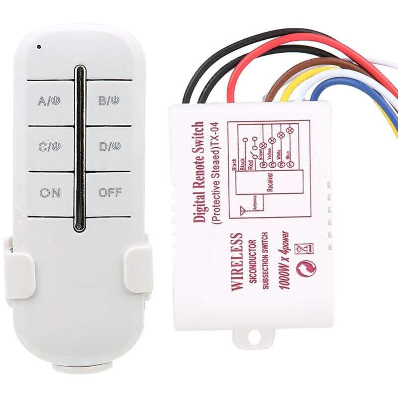 SNQ - Interrupteur Télécommande rf 4 Voie on/Off AC180-240V 1000W Récepteur sans Fil pour Éclairage Lumière de la Lampe (MR704), Prise