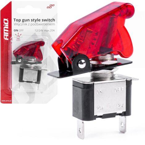 INTERRUPTEUR TOP GUN STYLE ROUGE (ILLUMINÉ) 12/24V 20A ON/OFF AMIO