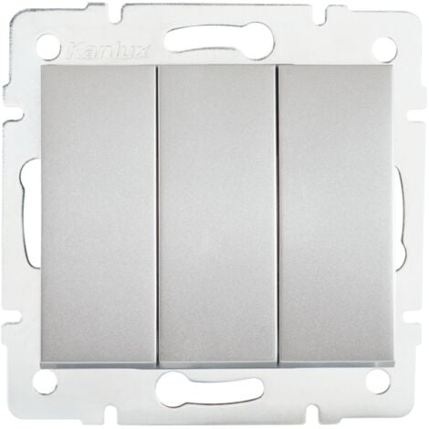 Interrupteur Triple - Encastré - Argent - 3 Leviers - 71x71mm