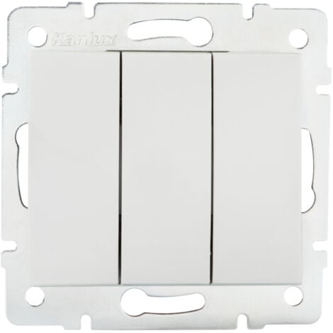 Interrupteur Triple LOGI – 3 Leviers – Encastré – Blanc – 71x71mm