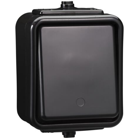 Interrupteur unipolaire étanche IP44 seillie noir CEDAR SCHNEIDER