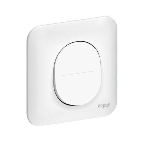 Interrupteur va-et-vient 10A à encastrer blanc complet avec plaque bornes auto fixation vis OVALIS