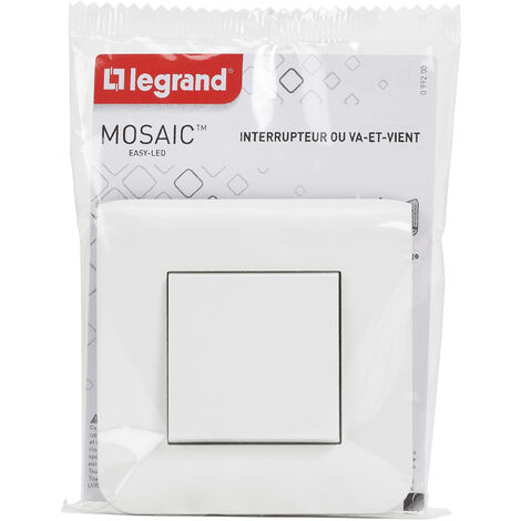 Interrupteur bipolaire Mosaic - 2 modules - 20 AX - blanc LEGRAND
