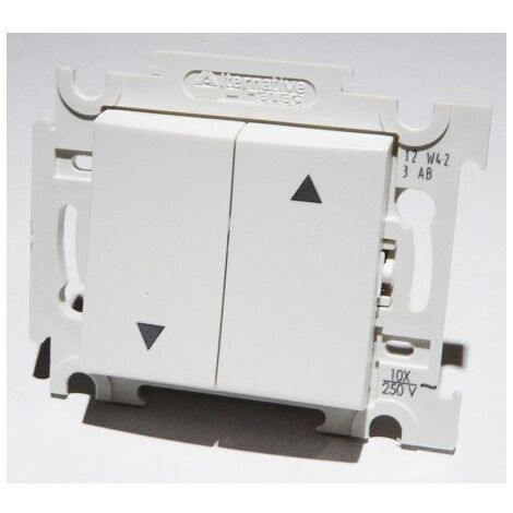 Interrupteur va et vient blanc pour volet roulant – Encastré avec bornes de connexion rapide – Fixation par vis – Appareillage composable – Alternative Elec