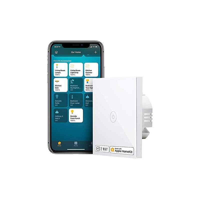 Meross - interrupteur va et vient connecté homekit (fil requis), interrupteur à 2 voies compatible avec siri, alexa, google home, interru